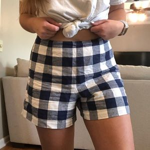 Navy blue & white high-waisted shorts